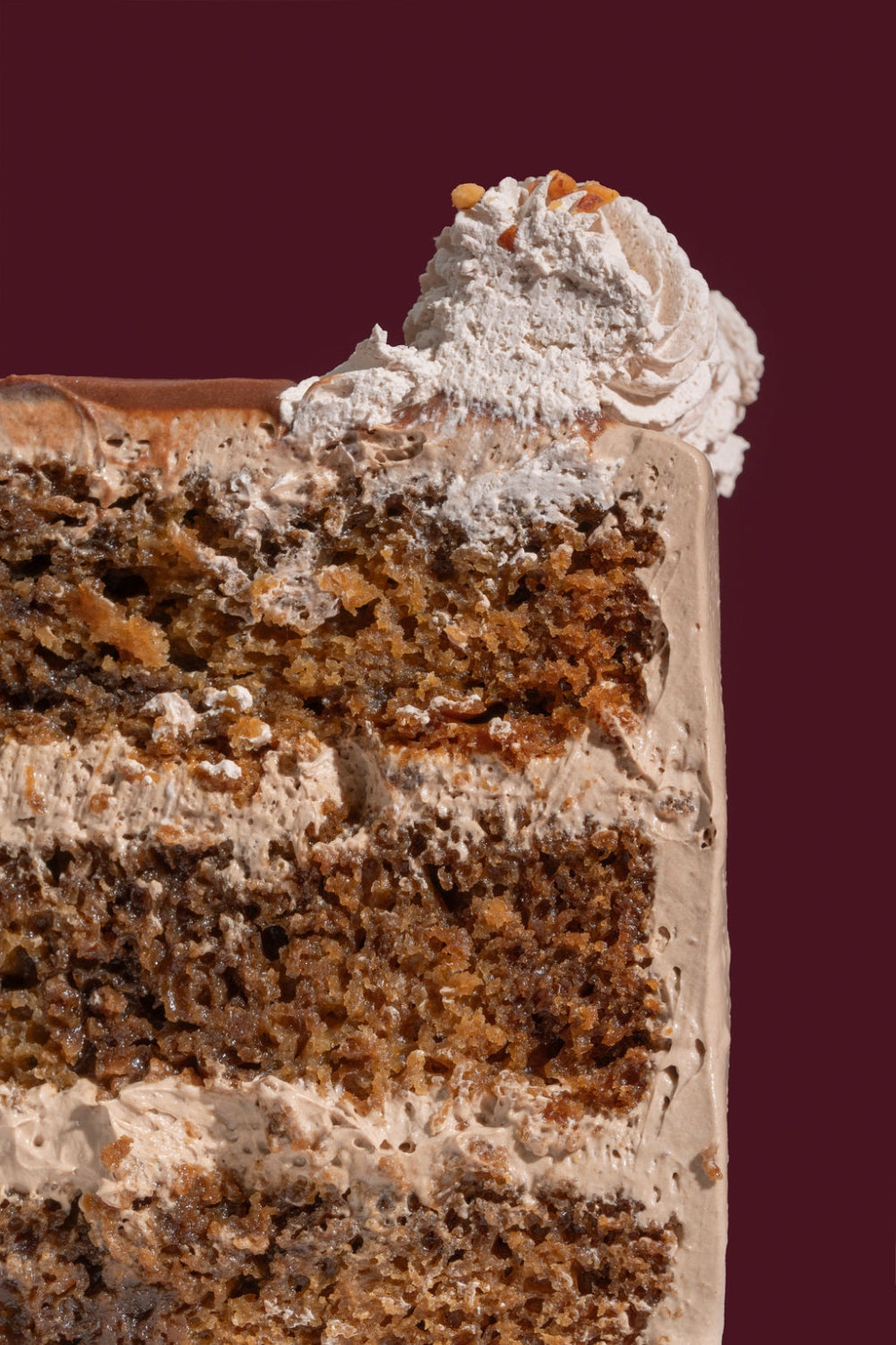 Acercamiento de una torta de moka.